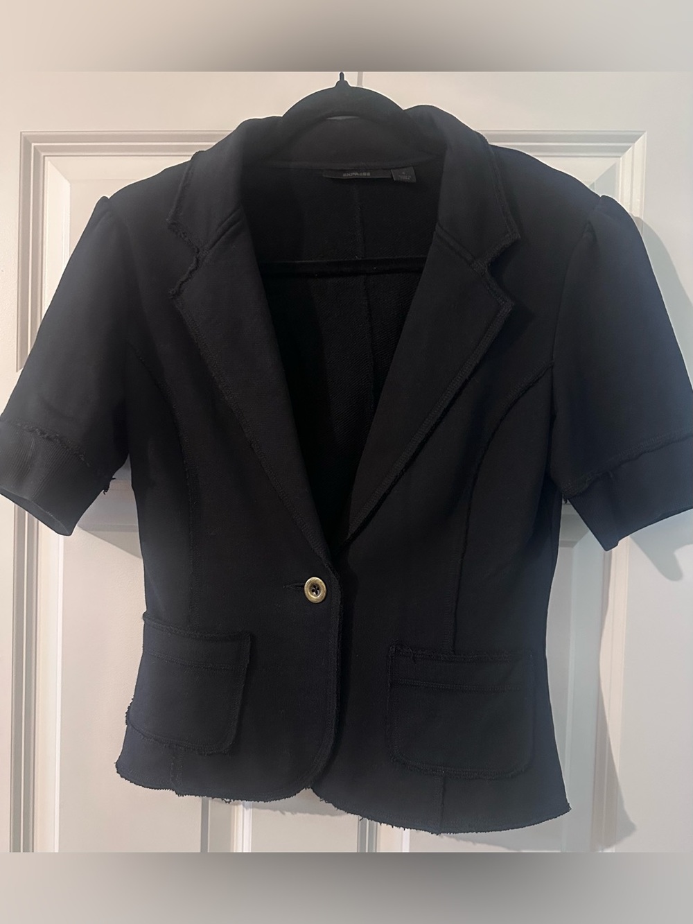 Express - Black Short-Sleeve Blazer Jacket - Classic Tailored Style